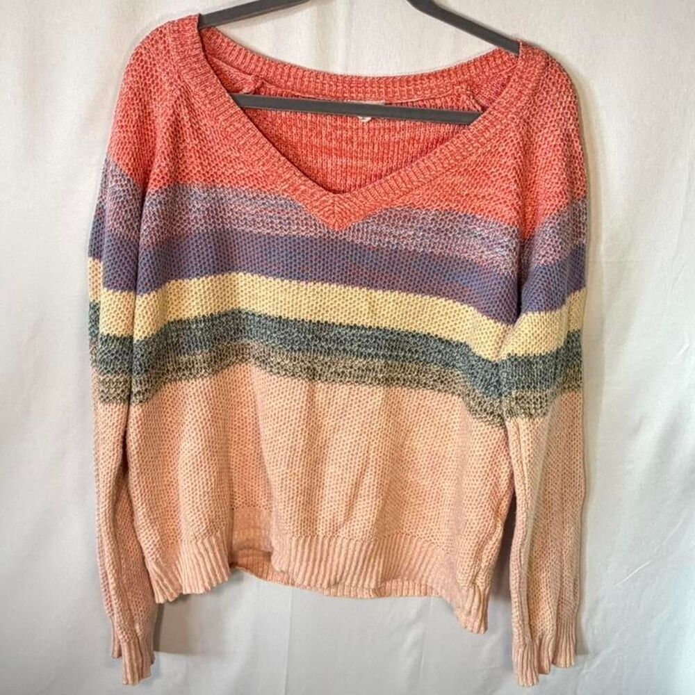 Hem & Thread Color block Sweater Size M 100% Cotton